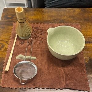 7pcs Ceramic Matcha Tea Set with Green Bowl/ holder/ stand/ Bamboo Whisk set